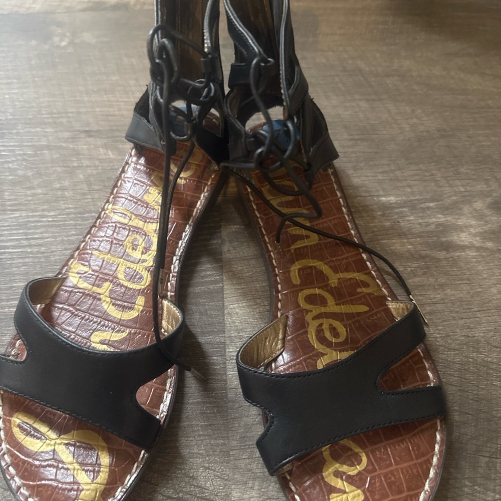 Sam Edelman Black Lace-Up Gladiator Sandals